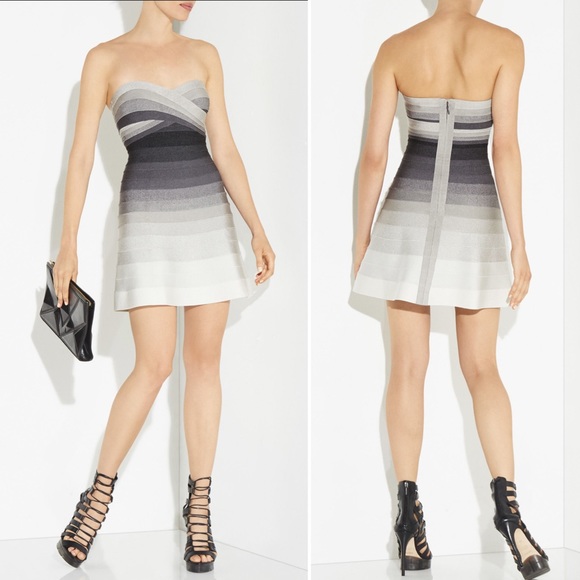 Herve Leger Dresses & Skirts - Herve Leger Strapless Grey Shea Ombre Dress Large